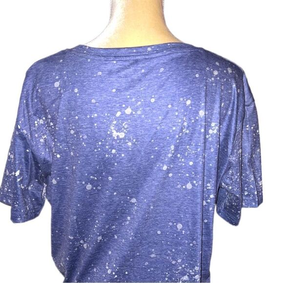 Cute blue bleach splash look top with legends in print - Picture 7 of 9